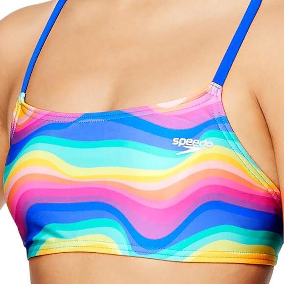 NEW Speedo Women's Swimsuit Top Bikini Strappy Back Demi MEDIUM - Picture 2 of 3